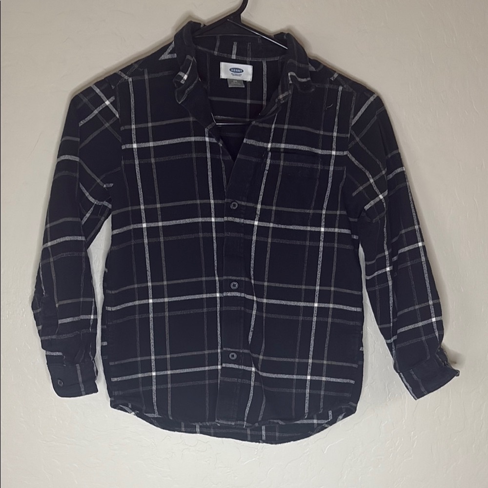 Old Navy Black and White Plaid Kids Button Down Shirt
